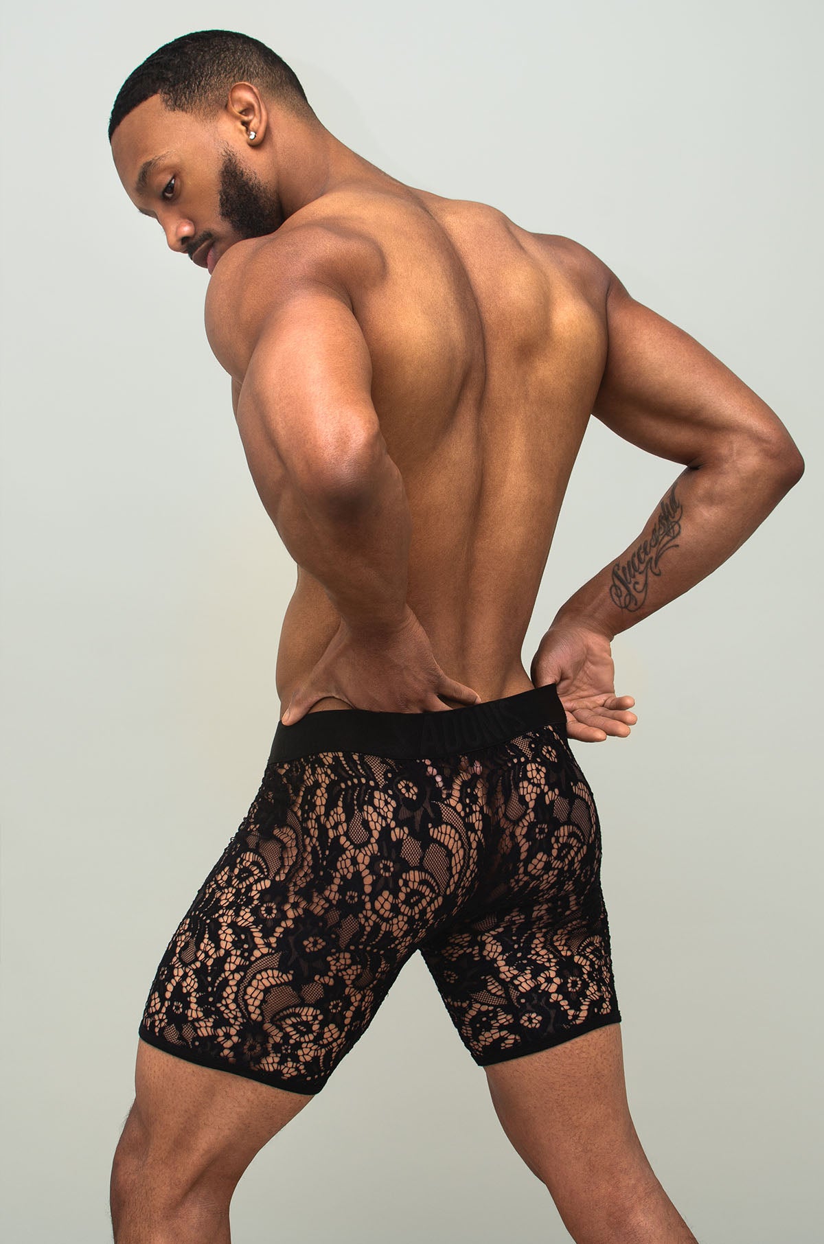 Black Sheer Lace Boxer Brief