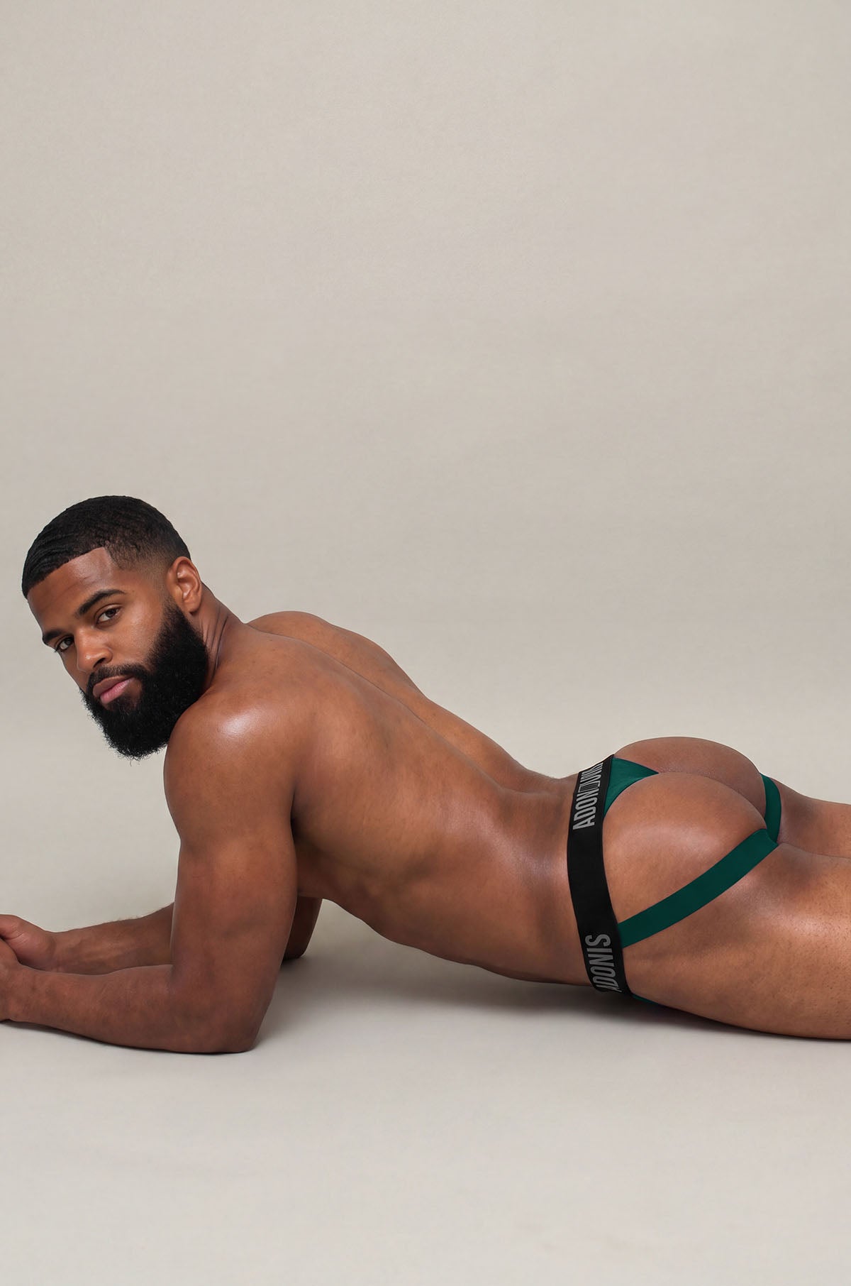 Jock-Thong con gorro de dormir color verde oscuro